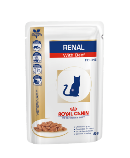  Роял Канин/Royal Canin пауч  85гр корм для кошек Ренал диета при почечных заболеваниях Говядина*12